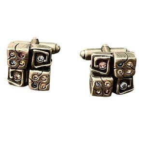 Patricia Locke Vintage Silver Toned Cubic Crystal Cufflinks